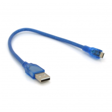 Кабель USB 2.0 (AM / Miсro 5 pin) 0,3м, прозрачный синий, Пакет