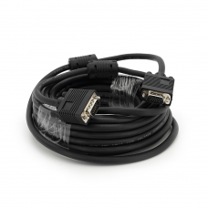 Кабель Merlion VGA 10m, male to male (тато-тато), 2 фериту, чорний, Пакет