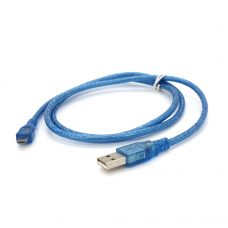 Кабель USB 2.0 (AM / Miсro 5 pin) 1м, прозрачный синий, Пакет