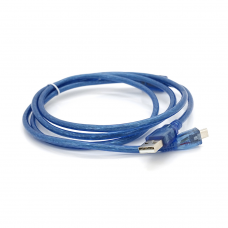 Кабель USB 2.0 (AM / Miсro 5 pin) 1,5м, прозрачный синий, Пакет