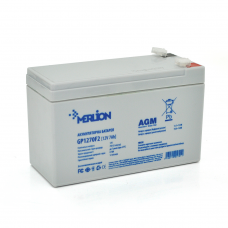 Аккумуляторная батарея MERLION AGM GP1270F2 12 V 7Ah ( 150 x 65 x 95 (100) ), 1.9 kg White