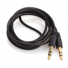 Кабель AUX Audio DC3.5 папа-папа 5.0м, GOLD Stereo Jack, (круглый) Black cable, Пакет