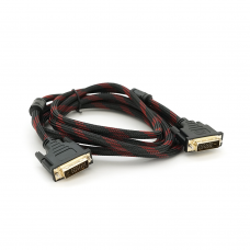 Кабель Merlion Dvi-Dvi 3.0m, 2 ФЕРИТ, обплетення, Black / Red, 24 / 24pin, (Пакет)