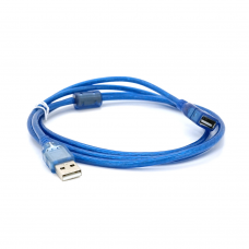 Удлинитель USB 2.0 AM / AF, 1.5m, 1 феррит, прозрачный синий