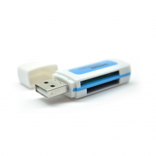 Кардридер універсальний 4в1 MERLION CRD-5VL TF / Micro SD, USB2.0, Blue, OEM