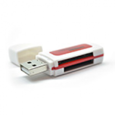 Кардридер універсальний 4в1 MERLION CRD-5RD TF / Micro SD, USB2.0, RED, OEM