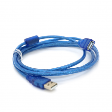 Удлинитель USB 2.0 AM / AF, 1.8m, 1 феррит, прозрачный синий