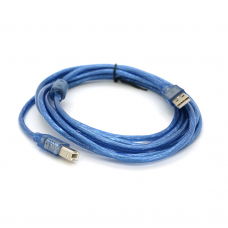 Кабель USB 2.0 RITAR AM / BM, 3.0m, 1 феррит, прозрачный синий