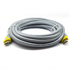 Кабель Merlion HDMI-HDMI V-Link High Speed 3.0m, v2,0, OD-8.2mm, круглый Grey, коннектор Grey / Yellow, (Пакет)