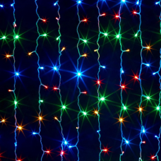 Гирлянда 560LED (Водопад ) Red / Green / Blue / Yellow, 8 режимов, 3*3метра, прозрачная изоляция, BOX