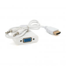 Конвертер HDMI (папа) на VGA(мама) 10cm, White, 4K / 2K, Пакет + AUDIO