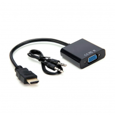 Конвертер HDMI (папа) на VGA(мама) 10cm, Black, 4K / 2K, Пакет + AUDIO