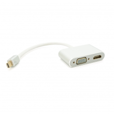Конвертер mini Display Port (папа) на HDMI / VGA(мама) 30cm, Silver, 4K / 2K, Пакет