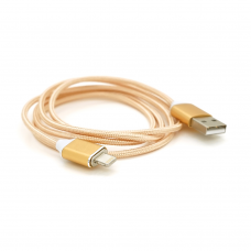 Магнітний кабель USB 2.0 / Micro, 1m, 2А, індикатор заряду, тканинне обплетення, знімач, Gold, Blister ( під наконечник 8751 )