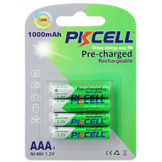 Аккумулятор PKCELL 1.2V AAA 1000mAh NiMH Already Charged, 4 штуки в блистере цена за блистер
