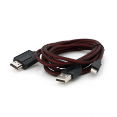 Конвертер MHL Lighting (папа) + USB (папа) => HDMI(папа) 1.8м, Black / Red, 4K / 2K, BOX