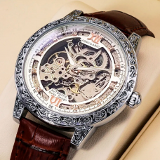 Мужские часы AOKULASIC 2120, механические, диаметр 43mm, ремешок 230mm