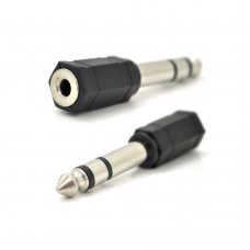 Переходник Jack 6.3 (папа) / Jack 3.5 (мама) Stereo, Black, пластик