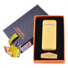 Электроимпульсная зажигалка в подарочной коробке Lighter HL-109 Gold