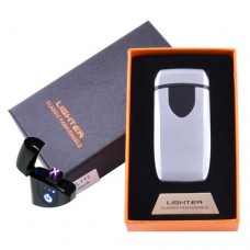 Электроимпульсная зажигалка в подарочной коробке Lighter HL-112 Silver