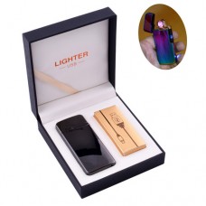 Электроимпульсная зажигалка в подарочной коробке LIGHTER HL-122 Black