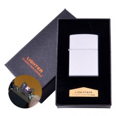 Электроимпульсная зажигалка в подарочной коробке LIGHTER HL-137 White