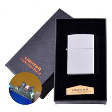 Электроимпульсная зажигалка в подарочной коробке LIGHTER HL-136 Silver