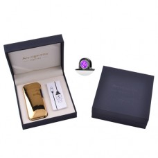 Электроимпульсная зажигалка в подарочной коробке Lighter 5007 Gold