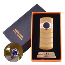 Электроимпульсная зажигалка в подарочной коробке LIGHTER HL-123 Gold