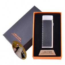 Электроимпульсная зажигалка в подарочной коробке LIGHTER HL-128 Silver