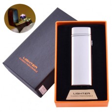 Электроимпульсная зажигалка в подарочной коробке LIGHTER HL-127 Silver