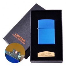 Электроимпульсная зажигалка в подарочной коробке LIGHTER HL-136 Blue