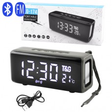 Bluetooth-колонка TG174, speakerphone, радио, PowerBank, часы, термометр, grey