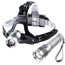 Фонарь 2 в 1 налобный + в руку Police 6888-T6, ЗУ micro USB, 2x18650, zoom, Box