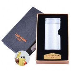 Электроимпульсная зажигалка в подарочной упаковке Lighter HL-38 Silver