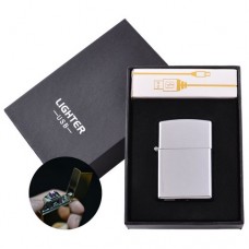 Электроимпульсная зажигалка в подарочной упаковке Lighter HL-6 Silver