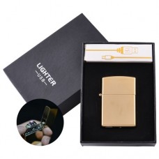 Электроимпульсная зажигалка в подарочной упаковке Lighter HL-6 Gold