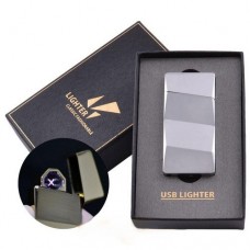 Электроимпульсная зажигалка в подарочной упаковке Lighter HL-5 Silver