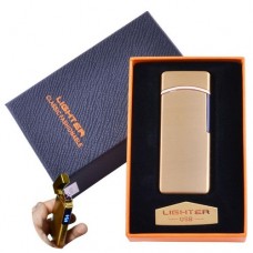 Электроимпульсная зажигалка в подарочной упаковке Lighter HL-44 Gold